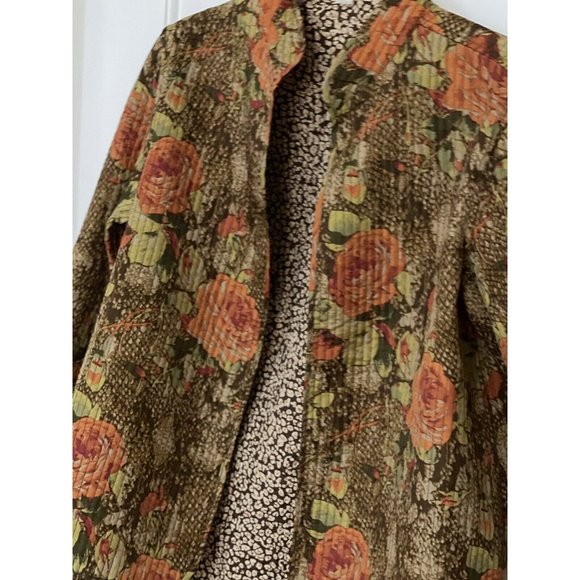 Batik Print Quilted Light Reversible Open Jacket Womens Bohemian Size Medium - Picture 2 of 5